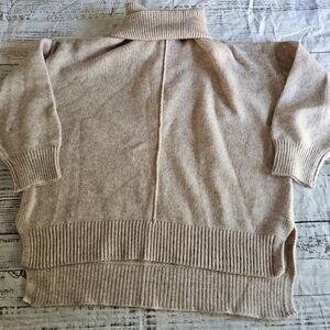 She + Sky Beige Knit Turtleneck Sweater Womens One Size Cozy Casual